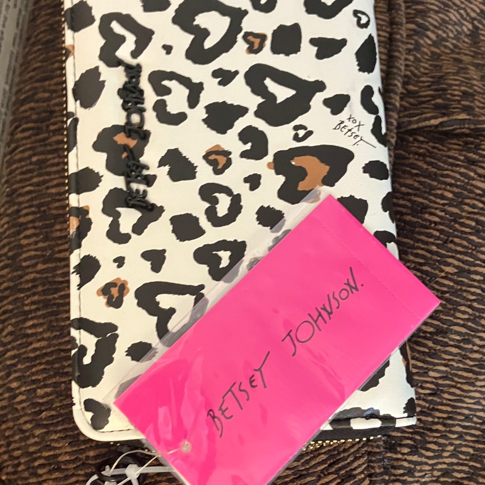 Betsey Johnson White and Black Leopard Print Wallet
